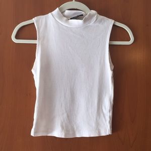 (Topshop) White high- collared tank top